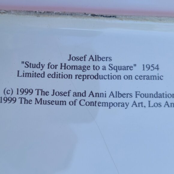 Josef Albers "Study for Homage to a Square" Ceramic Plate limited edition 12x12" - Picture 7 of 11